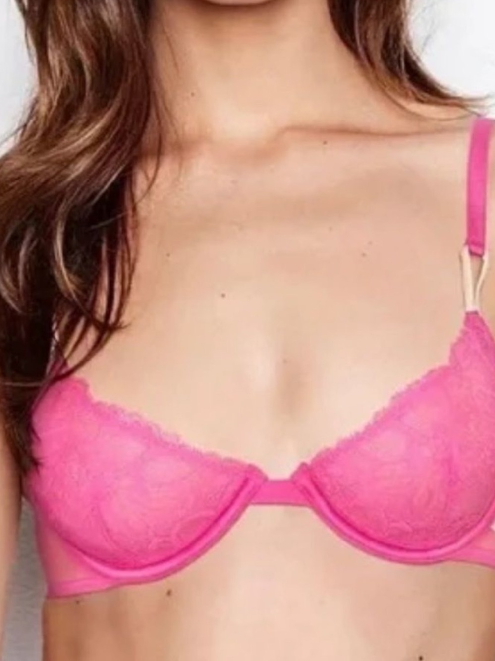 Victoria's Secret Hot Pink Lace Underwire Bra